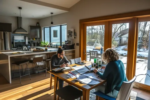 Maison économe en énergie bénéficiant du crédit d'impôt transition énergétique pour ses panneaux solaires et isolation