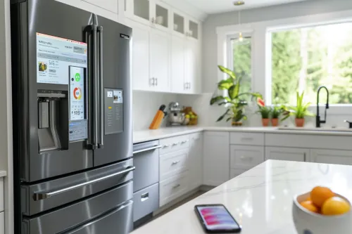 Appareils électroménagers connectés pilotés depuis un smartphone pour une maison intelligente et économe en énergie